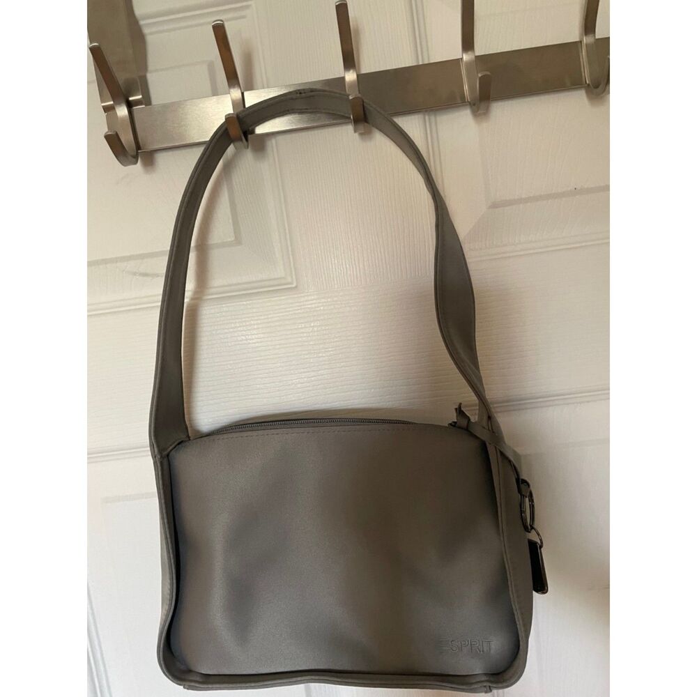 Esprit Smooth Faux Leather Shoulder Bag Gray